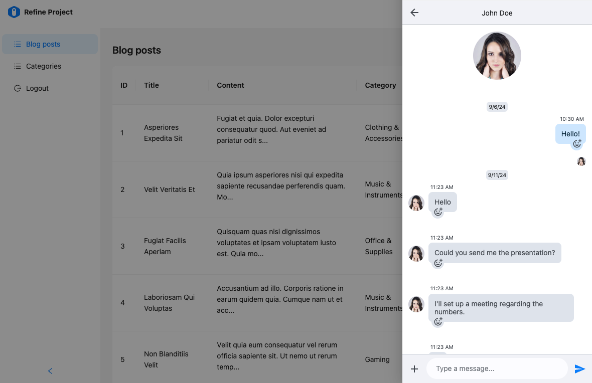 Refine app with Weavy messenger drawer