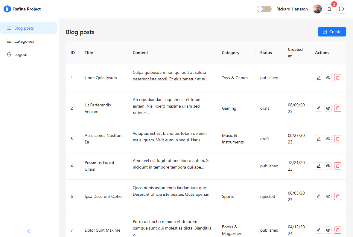 Refine app with authentication setup