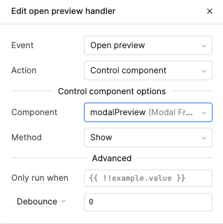 Retool preview open handler