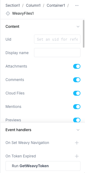 Files properties configuration