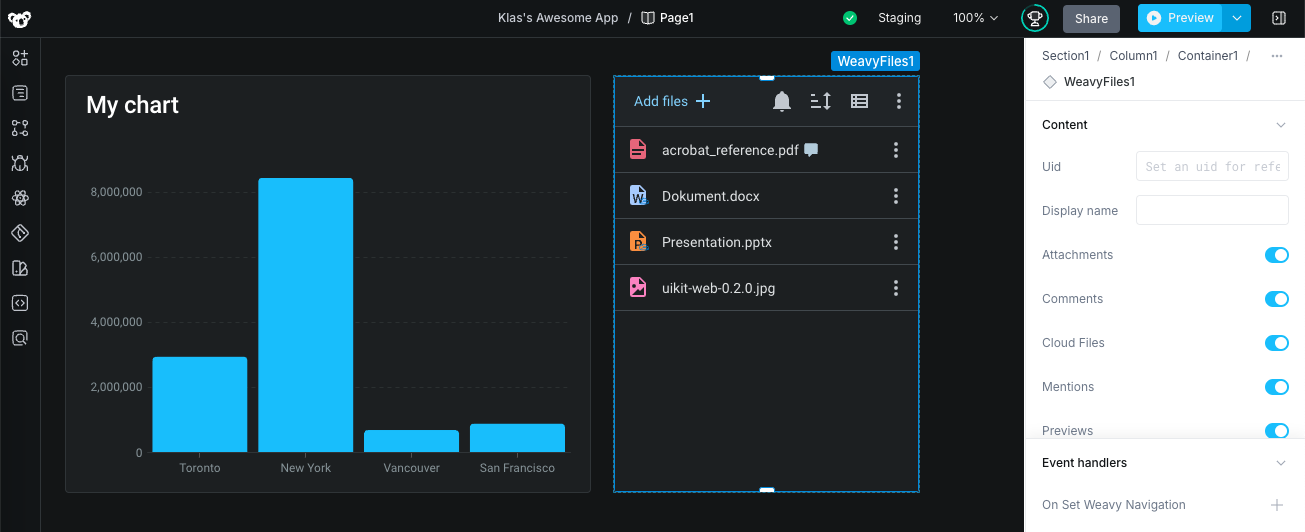 Files component with Dropbox