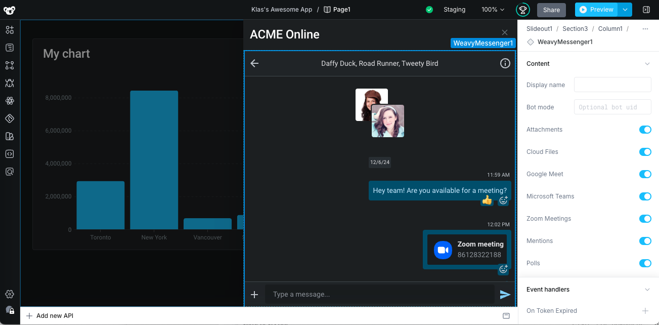 Messenger component in action